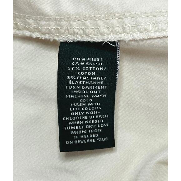 LAUREN RALPH LAUREN Ivory Ankle Zip Cropped Pants Slim Fit Mid Rise Biker - Picture 10 of 11